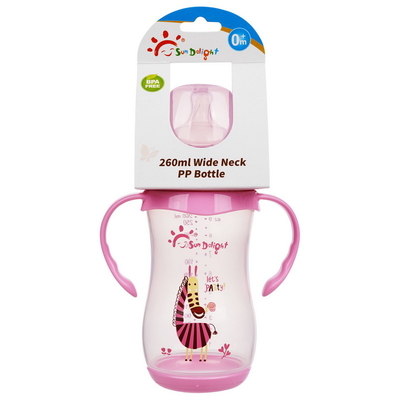 9oz 260ml PP cổ rộng vòng cung chai cho bé ăn không phthalate