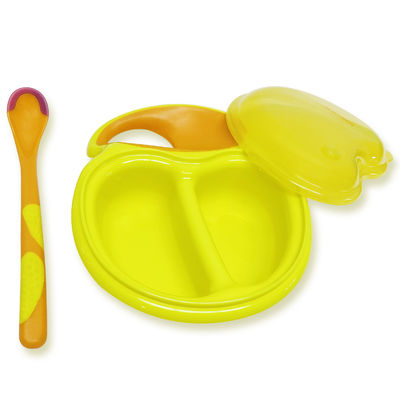 Không có BPA Màu vàng dễ dàng cầm Bát và thìa cho bé ăn