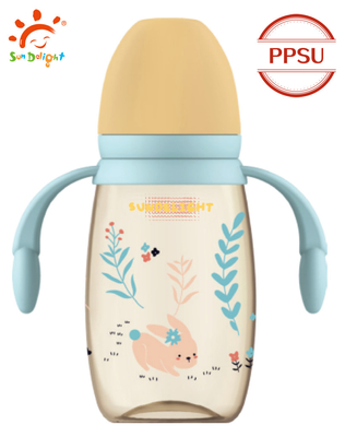 240ml 300ml PP Baby Bottle With Double Handle Chống sốc